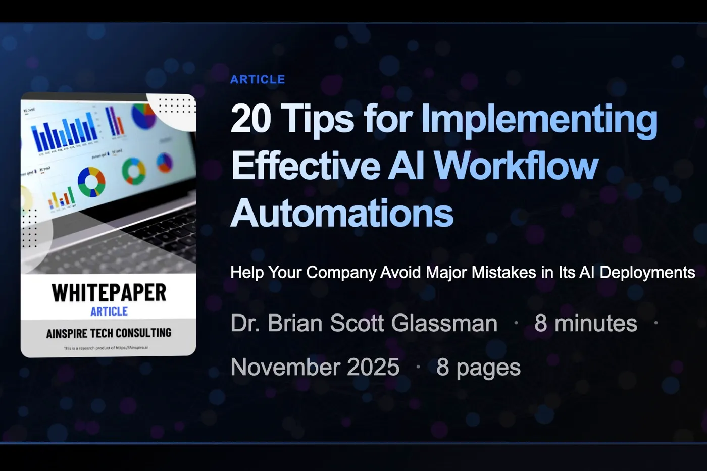 20 Tips for Implementing Effective AI Workflow Automations by Dr. Brian Scott Glassman